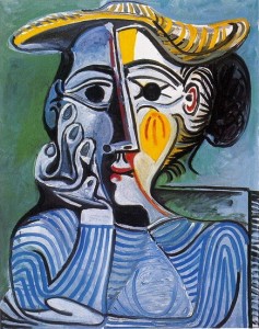 Pablo Picasso, Donna con cappello giallo (Jacqueline), 1961.